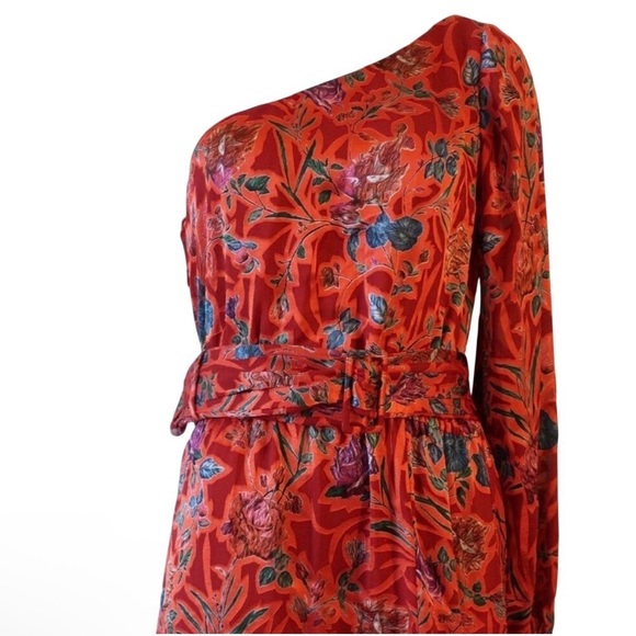 NEW Alexis Marseille One Shoulder High Low Red Floral Asymmetrical Dress Size XL - Picture 9 of 15